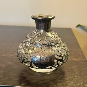 Antique Sterling Gorham Overlay Perfume Bottle Cracked Art Deco